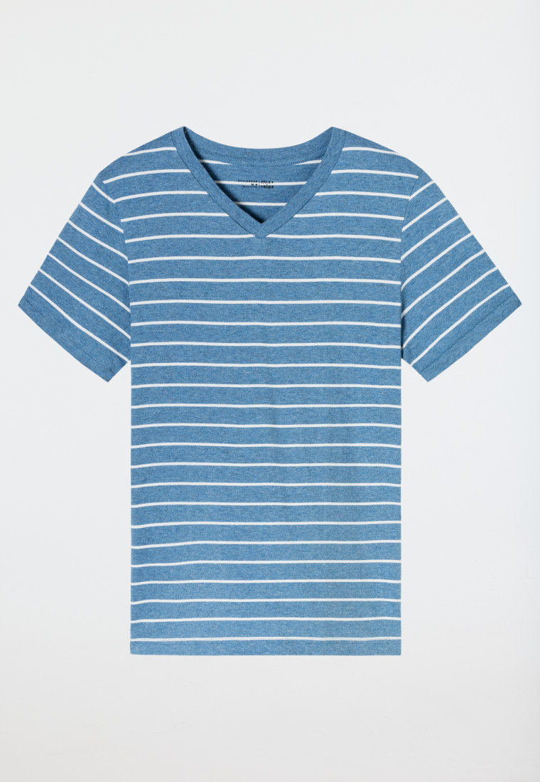 Shirt kurzarm Streifen blau-meliert - Mix+Relax