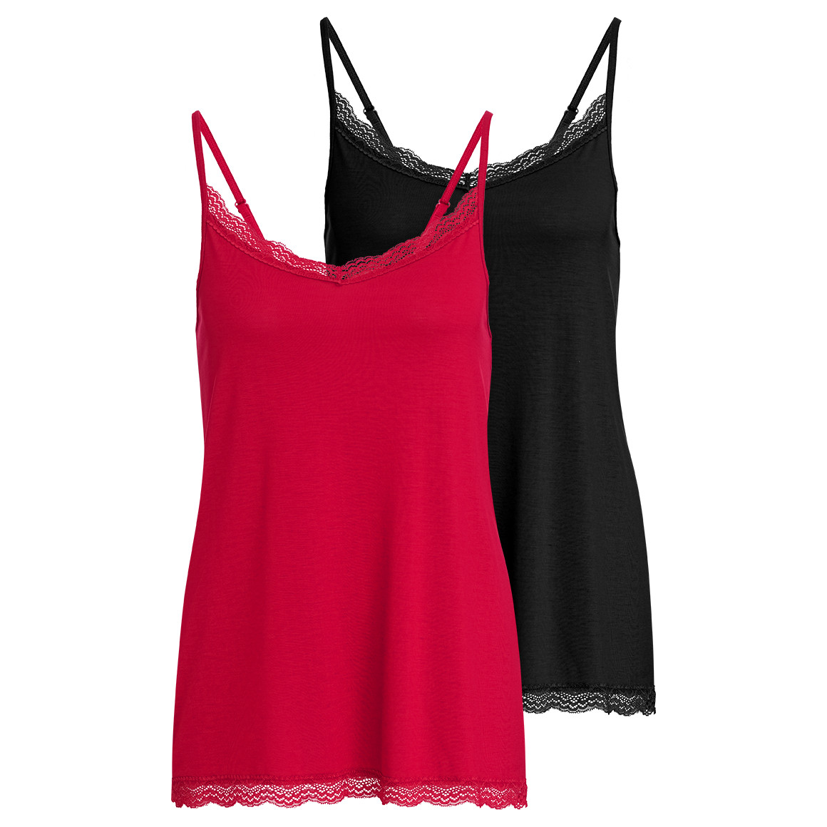 2 Damen Unterhemden mit Spitze