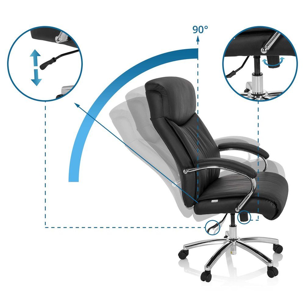 hjh OFFICE Drehstuhl XXL Drehstuhl XXL CONSTRUCTOR V Leder (1 St), Chefsessel Bürostuhl ergonomisch