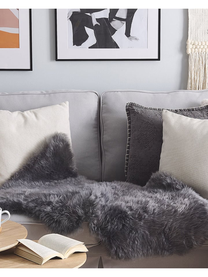 Beliani Schaffell ULURU in Grau - (W) 65 x (H) 8 x (L) 100 cm günstig kaufen onesize