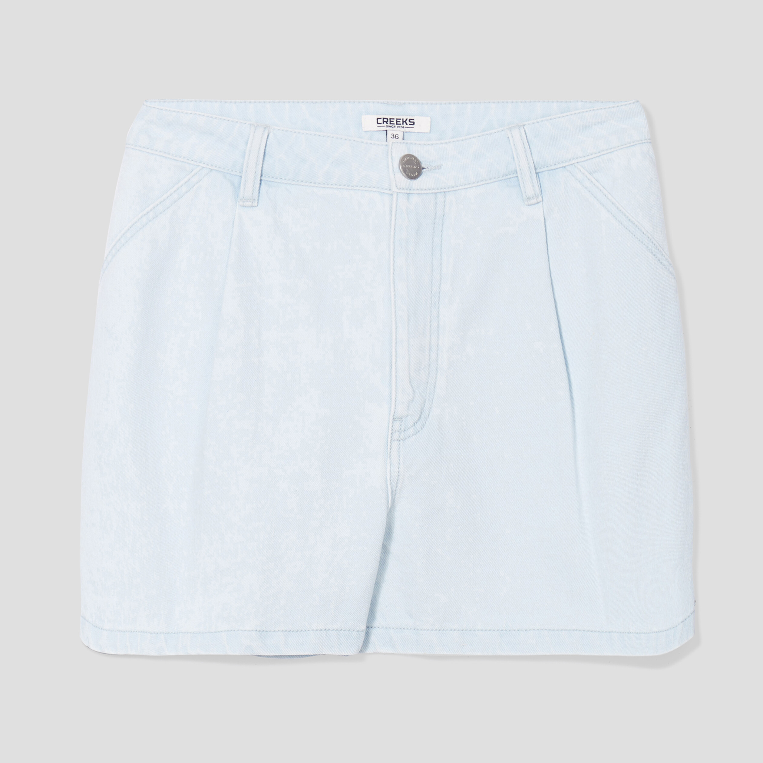 Short évasée taille haute Creeks denim bleach femme | La Halle
