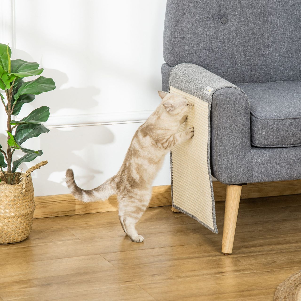 PawHut Kratze Brett Kratzbaum Katzenspielzeug Sisal Polyester Grau