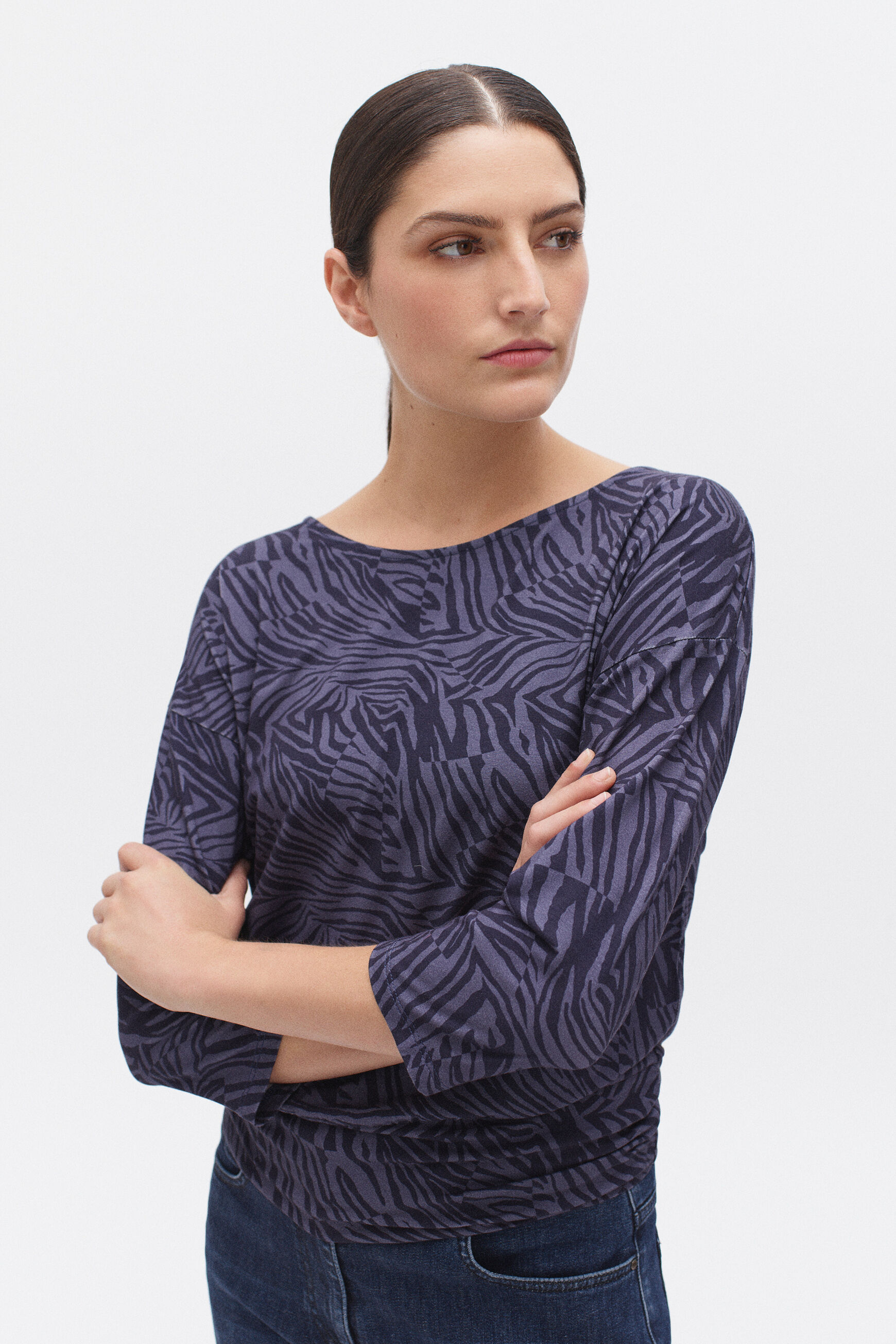 t-shirt jimmy zebre denim double stone femme
