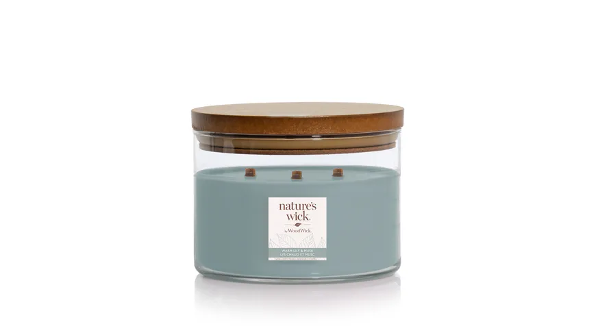 nature's wick Kerze im Glas 3-Docht Warm Lily & Musk grau