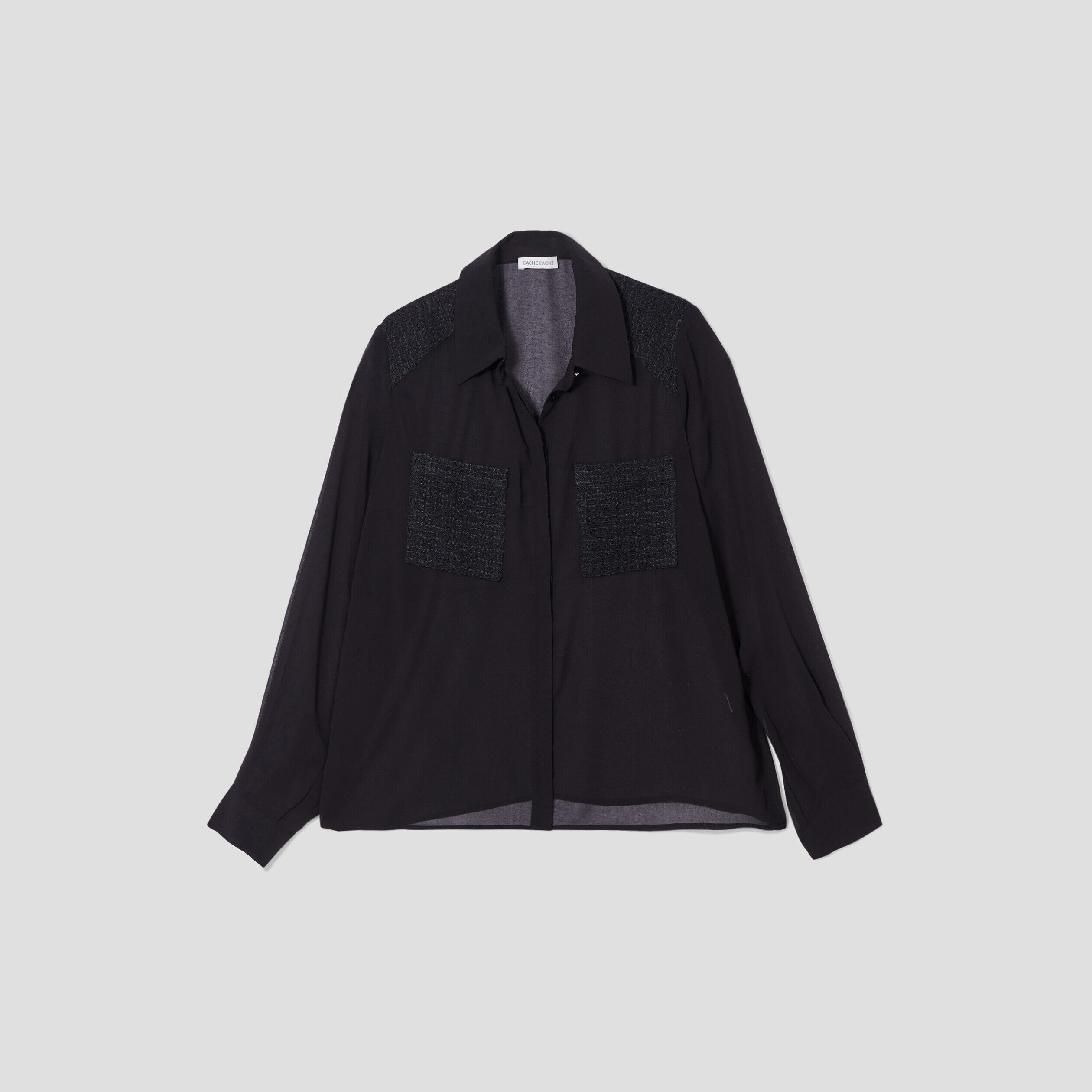 Chemise manches longues noir femme | Cache Cache