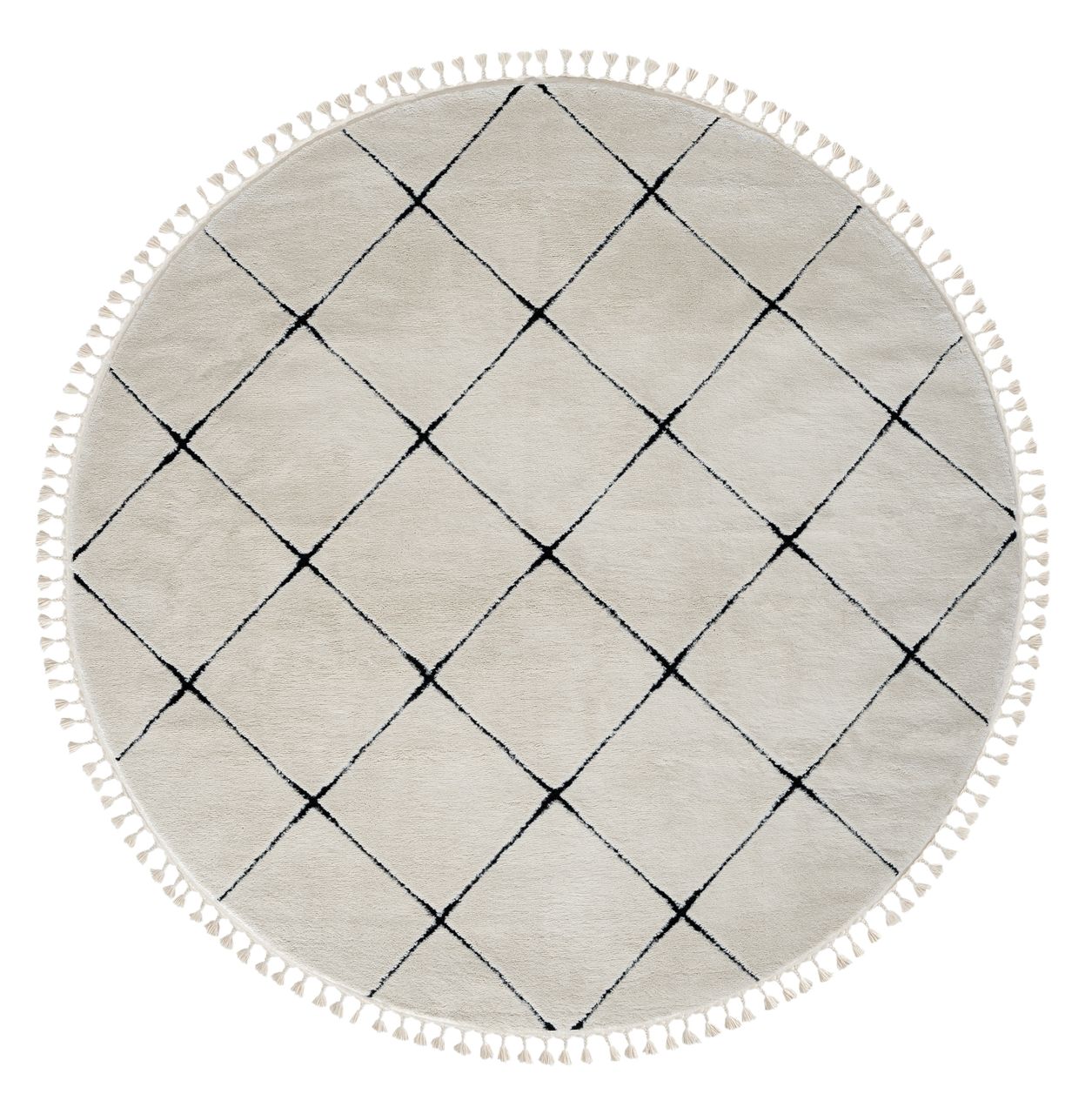 MyFlair Teppich Moroccan Divine, 240 cm x 240 cm, Farbe weiß, rund, Florhöhe 19mm