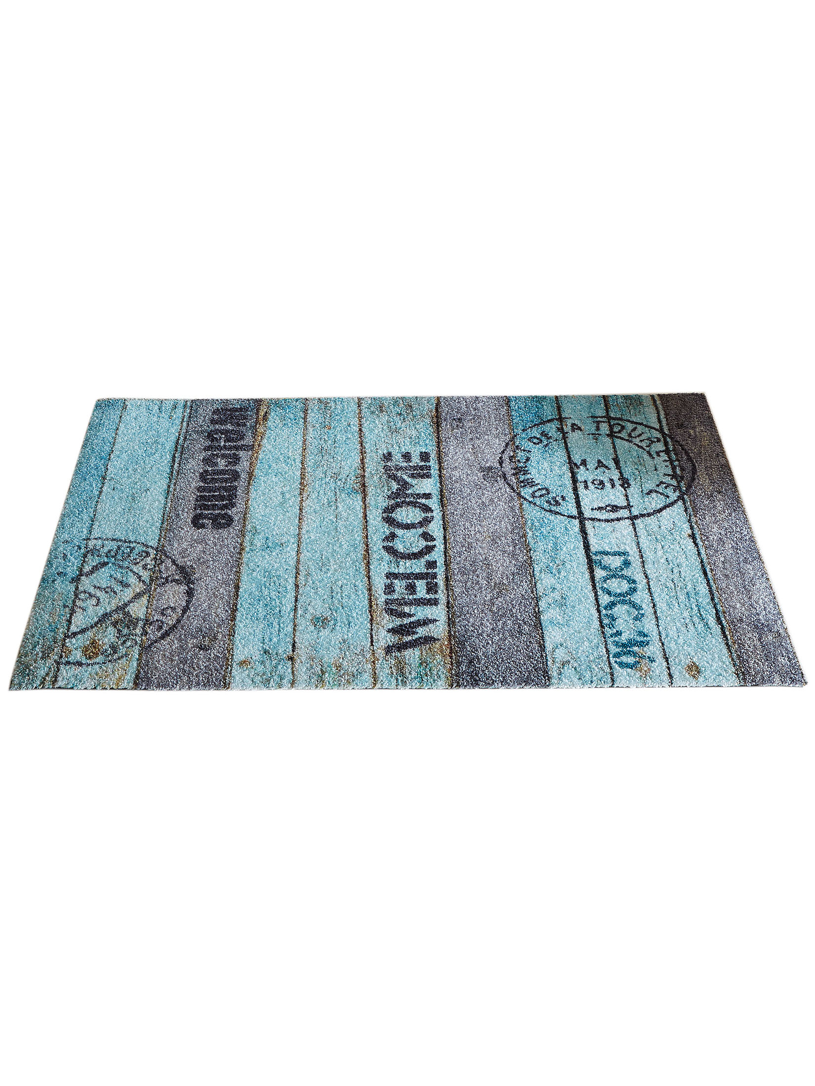 Vintage Wood Fußmatte, Turquoise Brown
