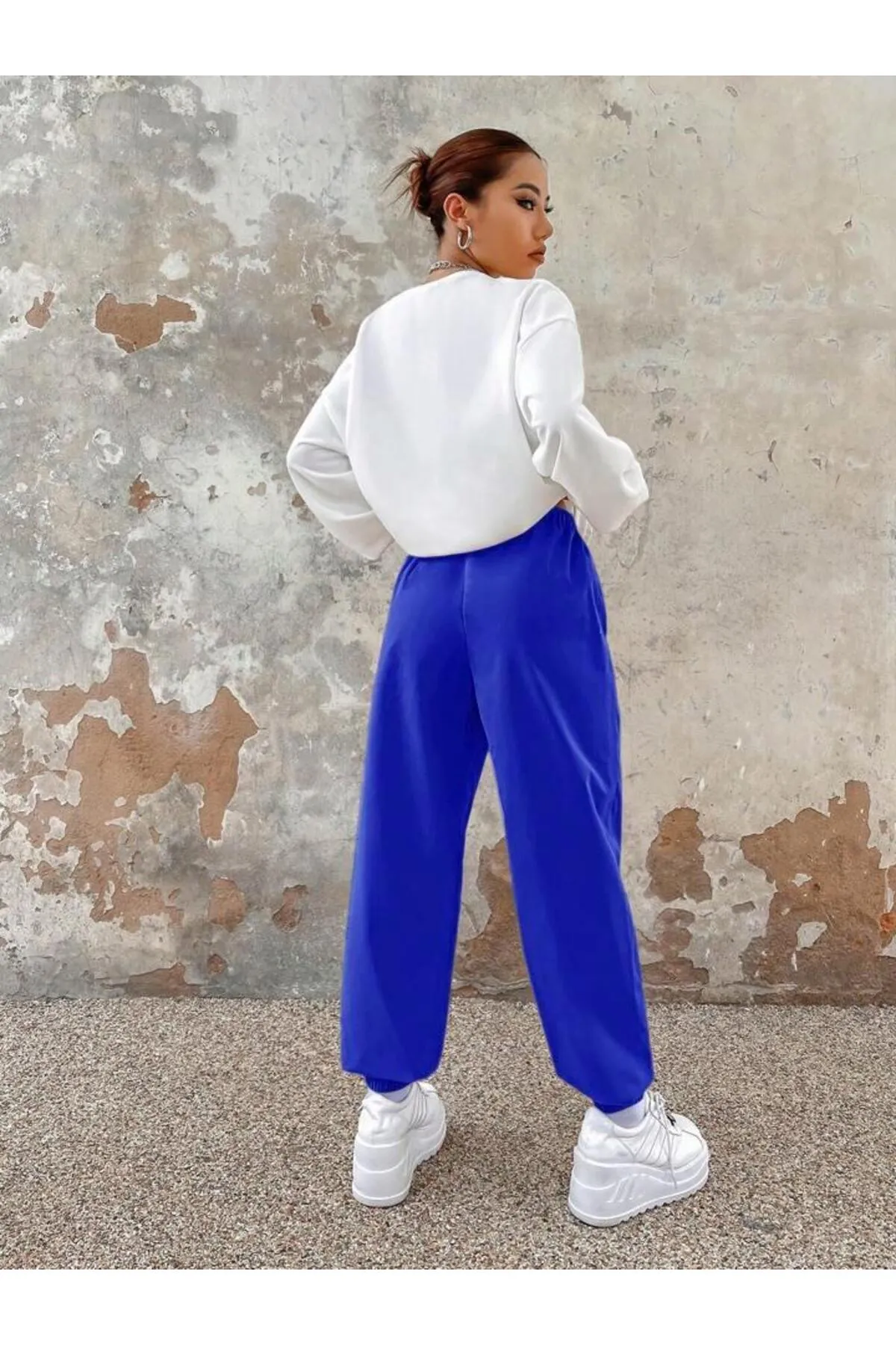 My Blog  Saks Blue Heart Rhythm bedruckte Jogginghose für Damen
