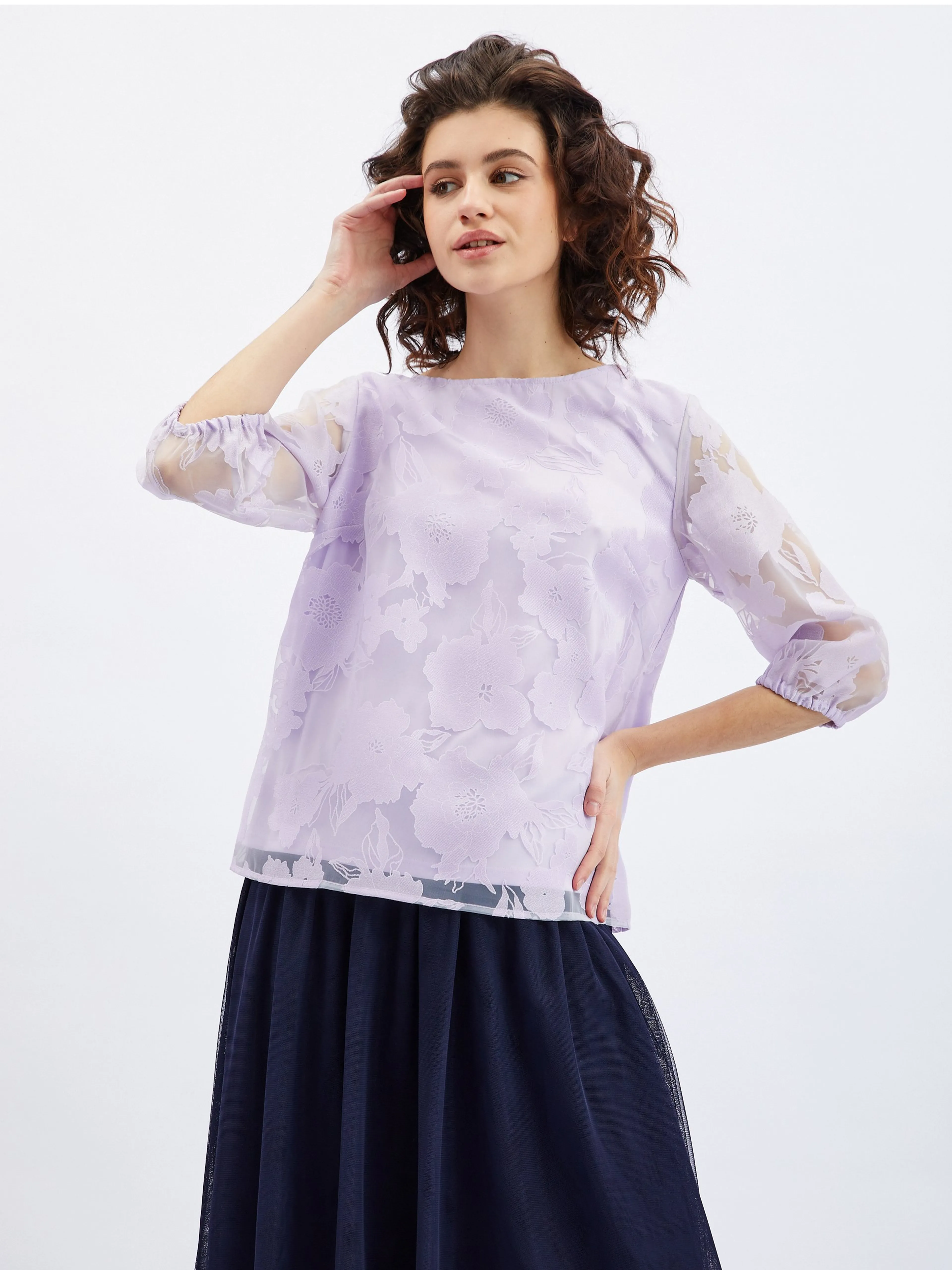 Hellviolette Damen-Blumenbluse ORSAY
