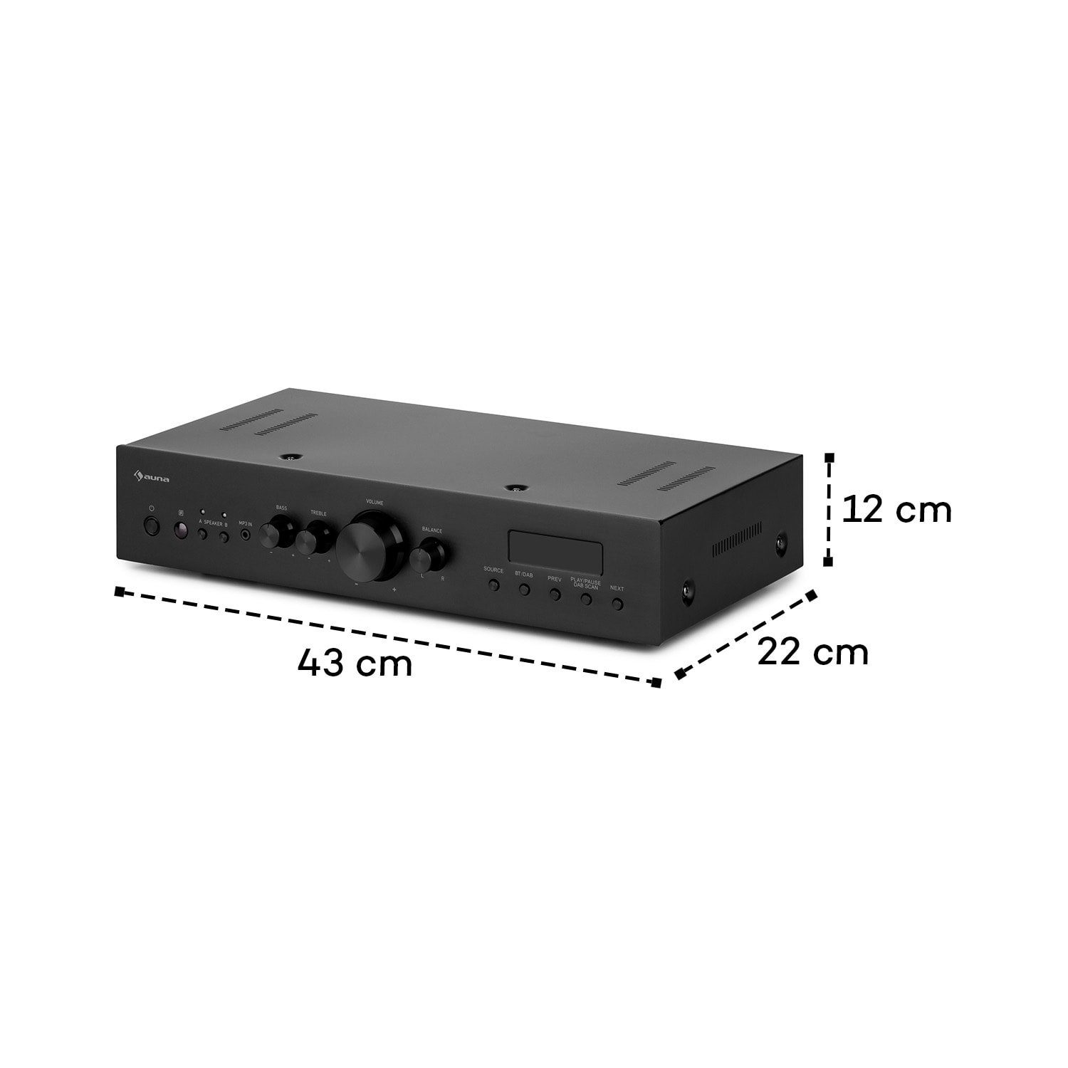 Auna AMP-CD608 DAB Audioverstärker (Anzahl Kanäle: 4-Kanal, 400 W, Digital Audio Bluetooth Verstärker HiFi Stereo Amplifier DAB+ Radio)