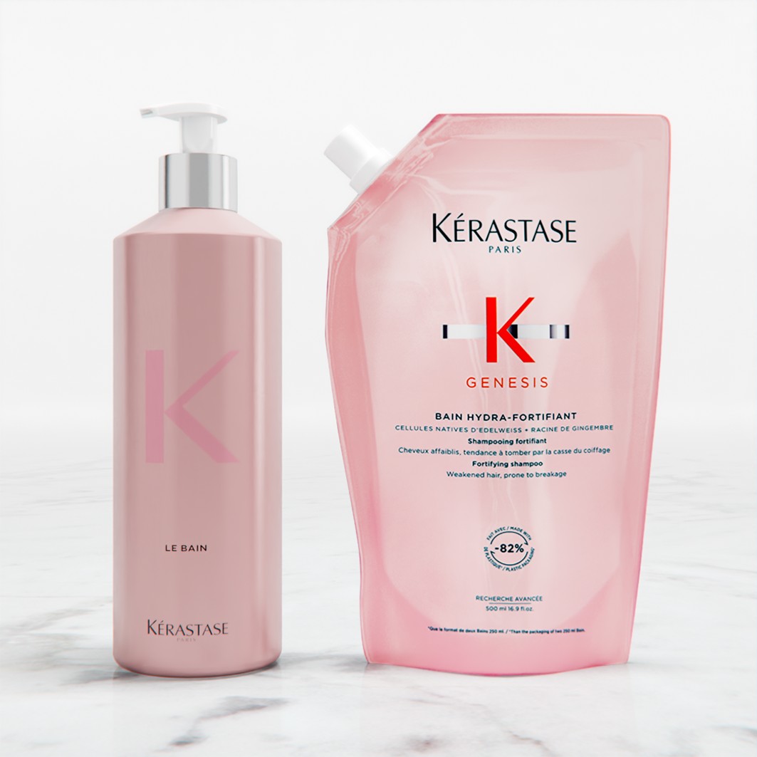 Bain Hydra-Fortifiant nachfüllbare Aluminiumflasche und Nachfüllpack Haarshampoo