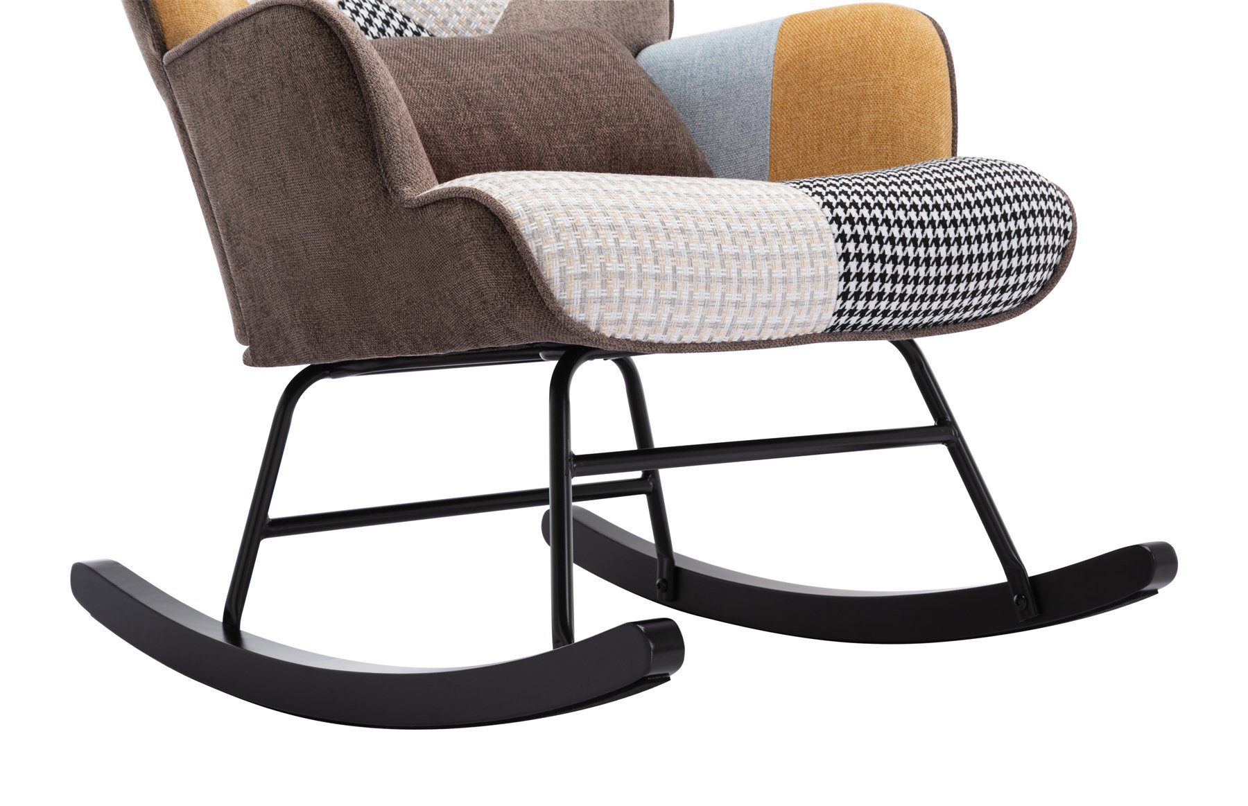 HomeMiYN Schaukelstuhl Schaukelstuhl Patchwork Sessel Schwingsessel Relaxstuhl Wohnzimmer, Aus holz
