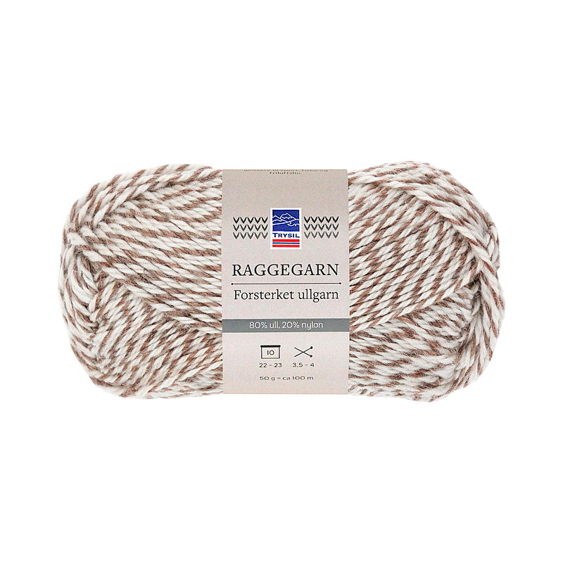 Trysil Raggegarn klassisk 80% ull, natur/brun