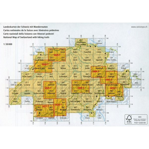 Swisstopo 1 : 50 000 Nufenenpass - Wanderkarte