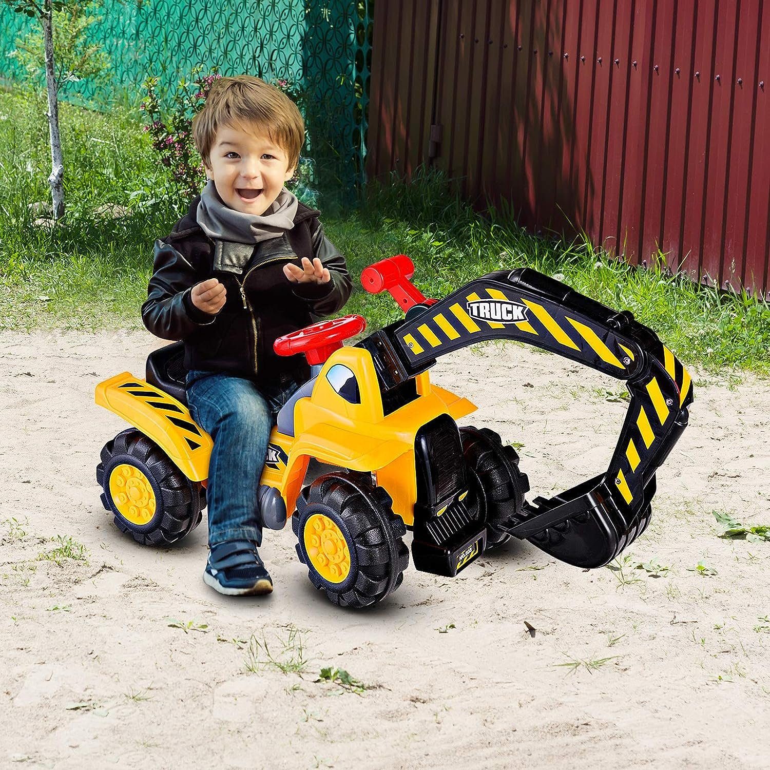 KOMFOTTEU Spiel, Kinderbagger, mit LED-Licht & Musik, für Kinder ab 3 Jahre