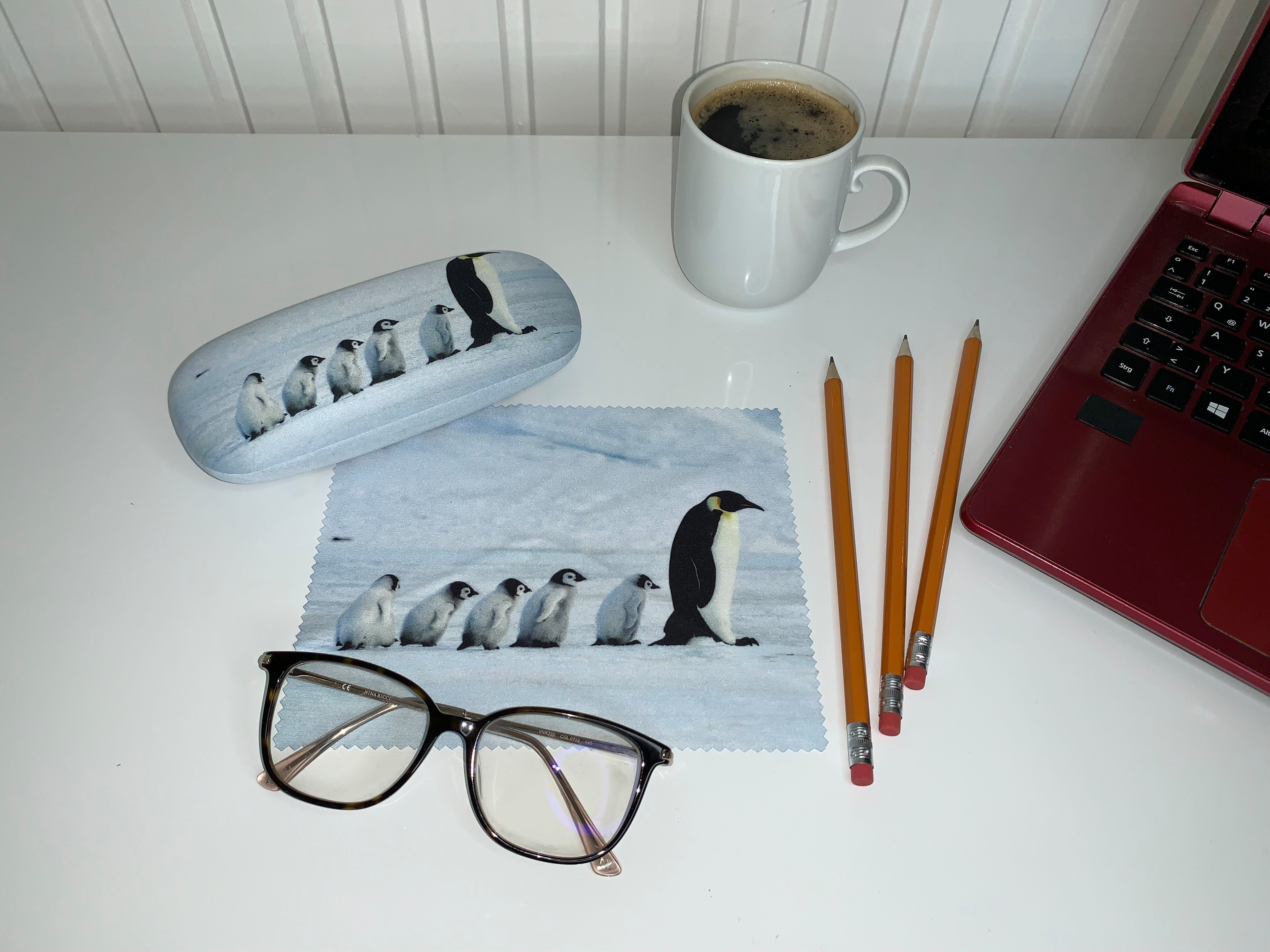 von Lilienfeld Brillenetui Brillenetui Pinguine Vogel Motiv Etui Brillenbox, stabiles mit Mikrofaser bezogenes Hardcase