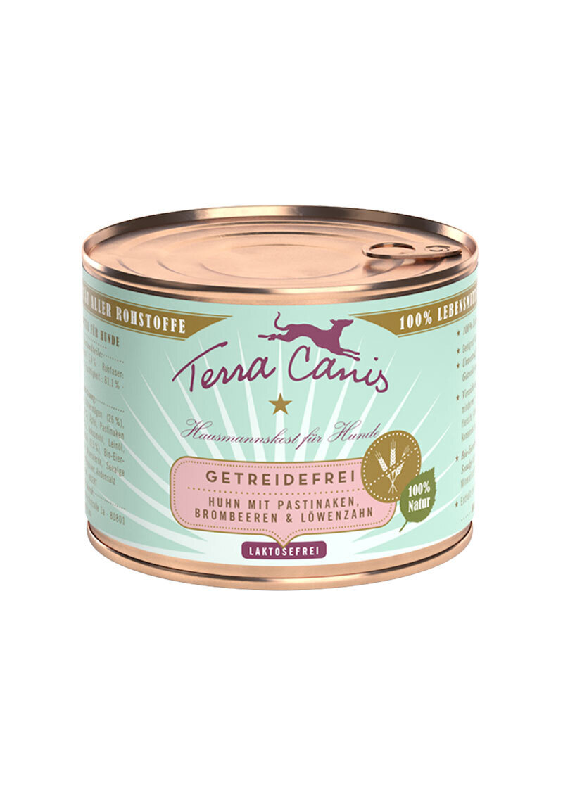 Terra Canis Hundenassfutter Terra Canis Getreidefrei Adult 12x200g Huhn mit Pastinaken, Brombeeren & Löwenzahn
