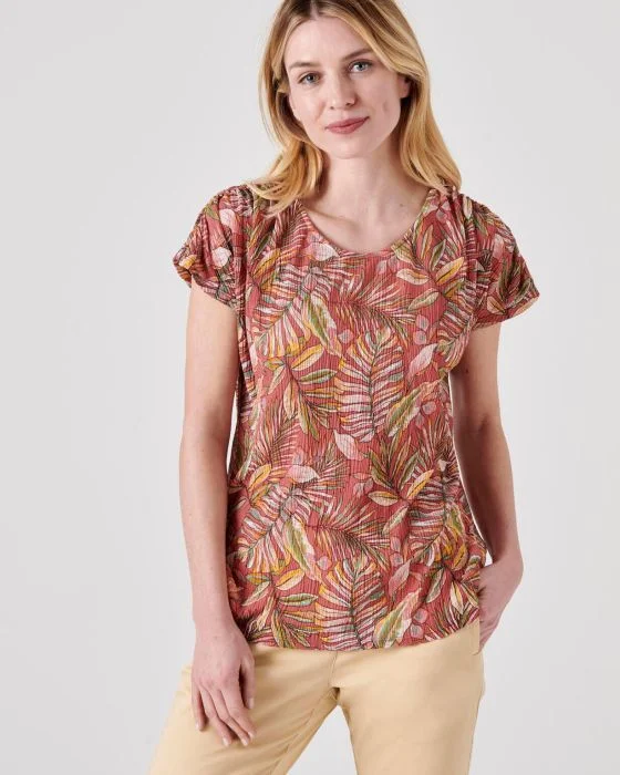 Tee-shirt résille imprimé fleurs