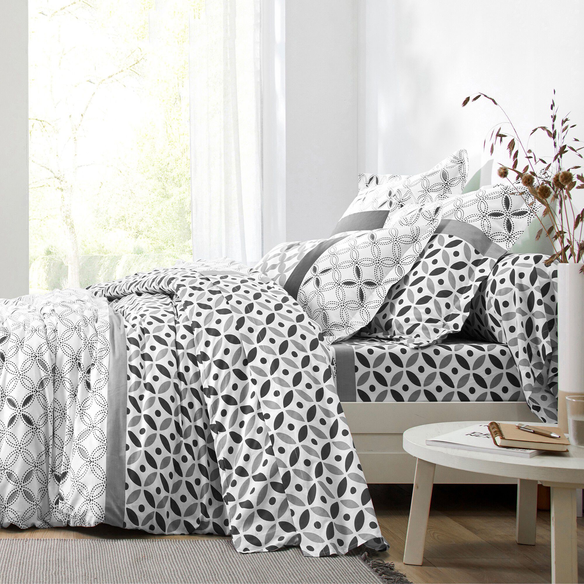 Linge de lit Marlow en coton motifs géométriques