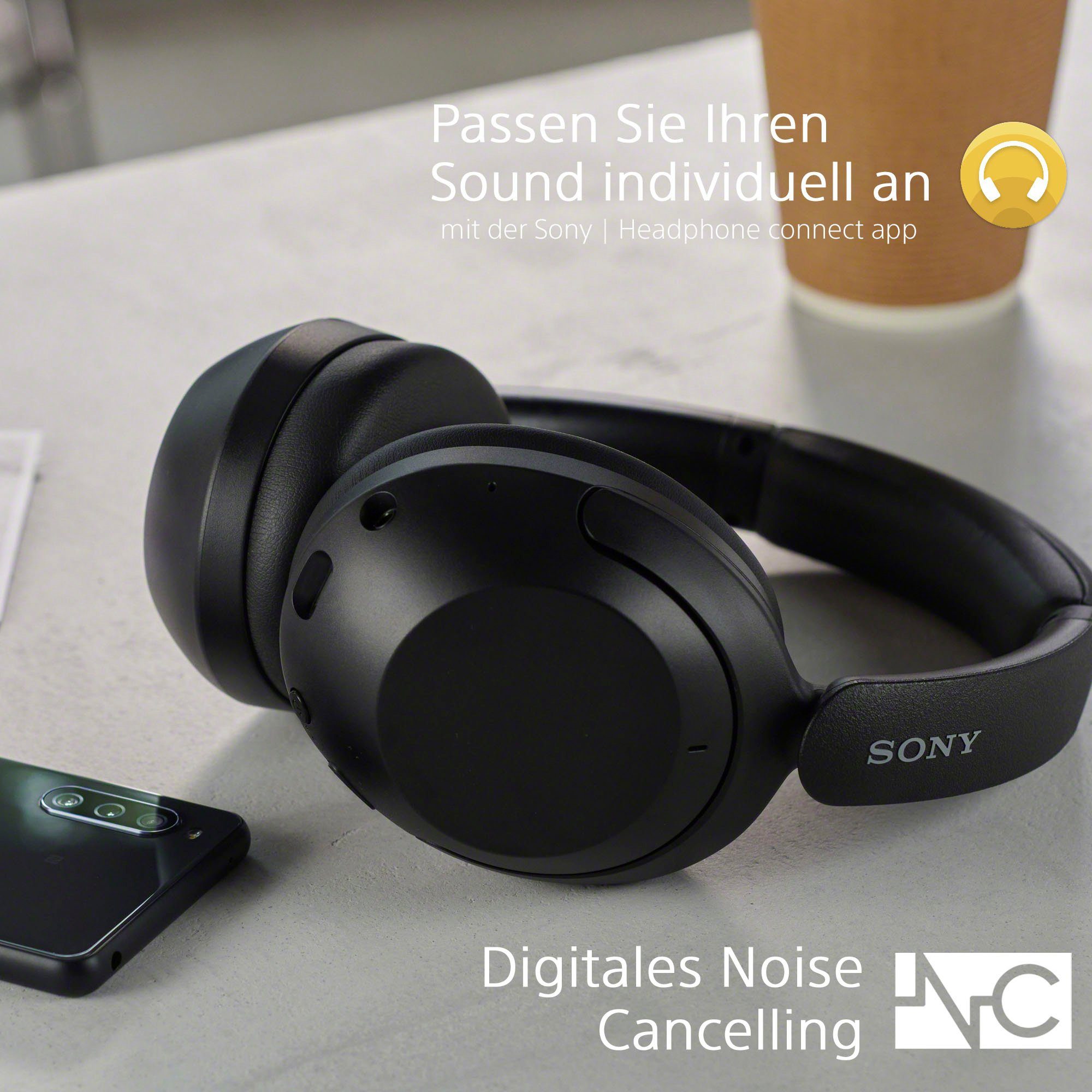 Sony WH-XB910N Over-Ear-Kopfhörer (LED Ladestandsanzeige, Google Assistant, Siri, A2DP Bluetooth, AVRCP Bluetooth, HFP, HSP)