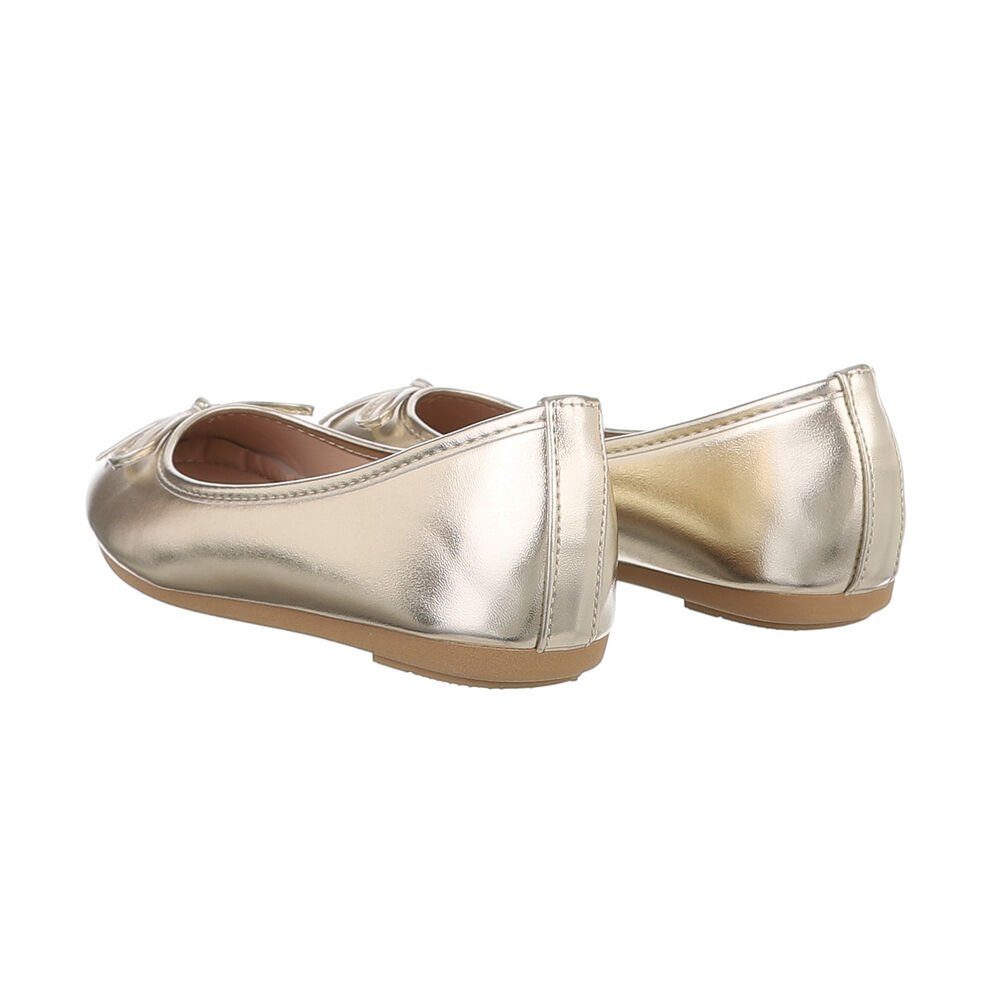 Ital-Design Damen Schlupfschuhe Freizeit Ballerina Blockabsatz Klassische Ballerinas in Gold