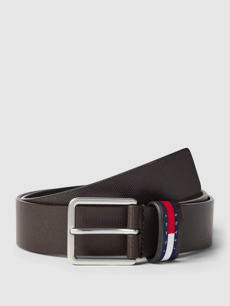 Gürtel aus Leder mit Label-Detail Modell 'ELEVATED' in dunkelbraun