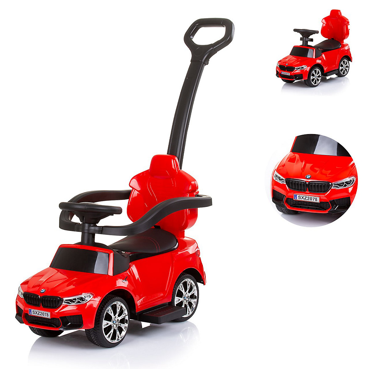 Kinder Rutschauto BMW 2 in 1, lizenziert, Schubstange, Musikfunktion Rutschautos