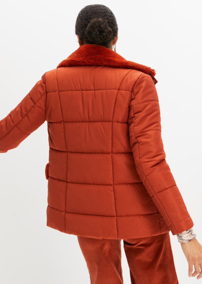 Steppjacke mit Fellimitatbesatz