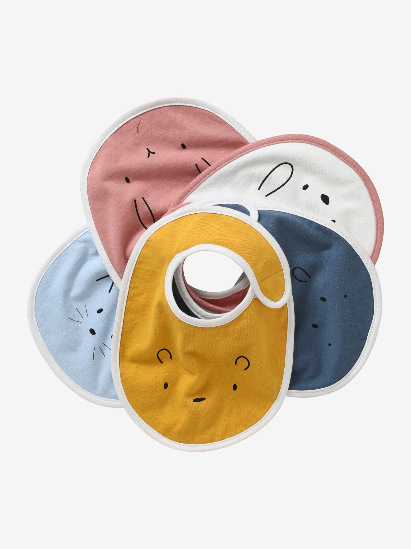 Lot de 5 bavoirs naissance animaux motif animaux
