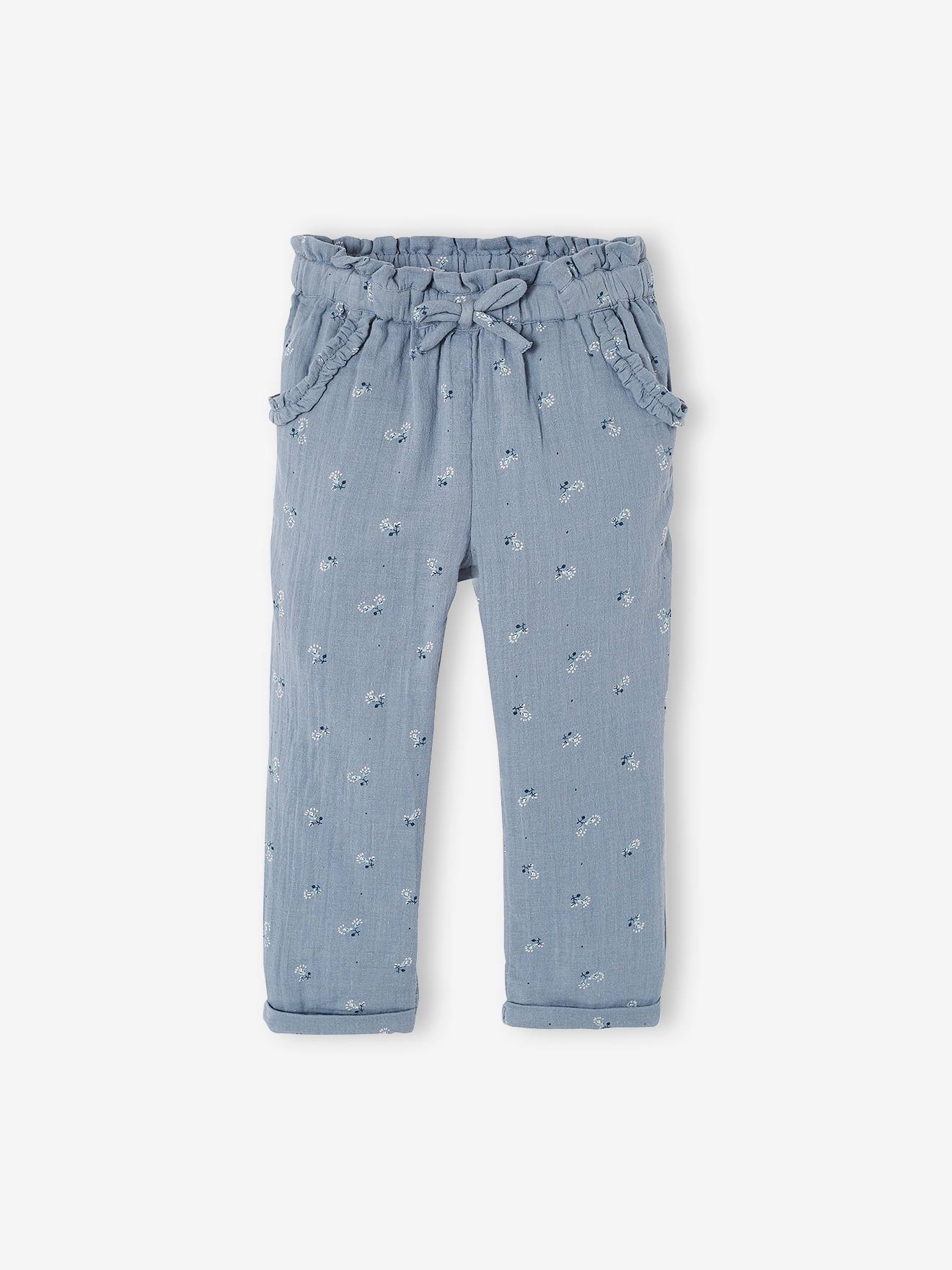 Vertbaudet Mädchen 3/4-Hose mit Blumenprint, Musselin - pfirsich