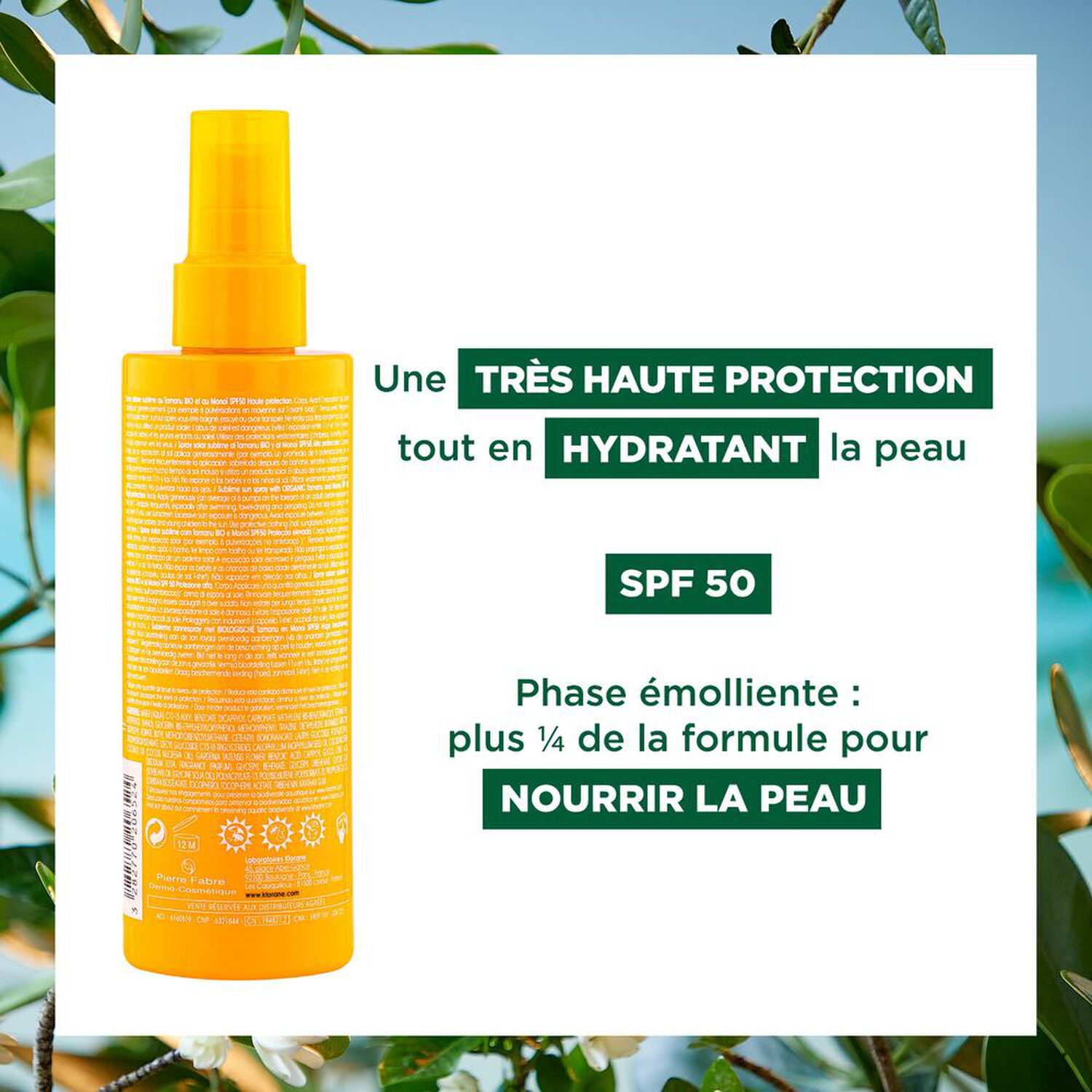 Klorane Spray Solaire Sublime SPF 50 Au Monoi et Tamanu Bio 200 ml