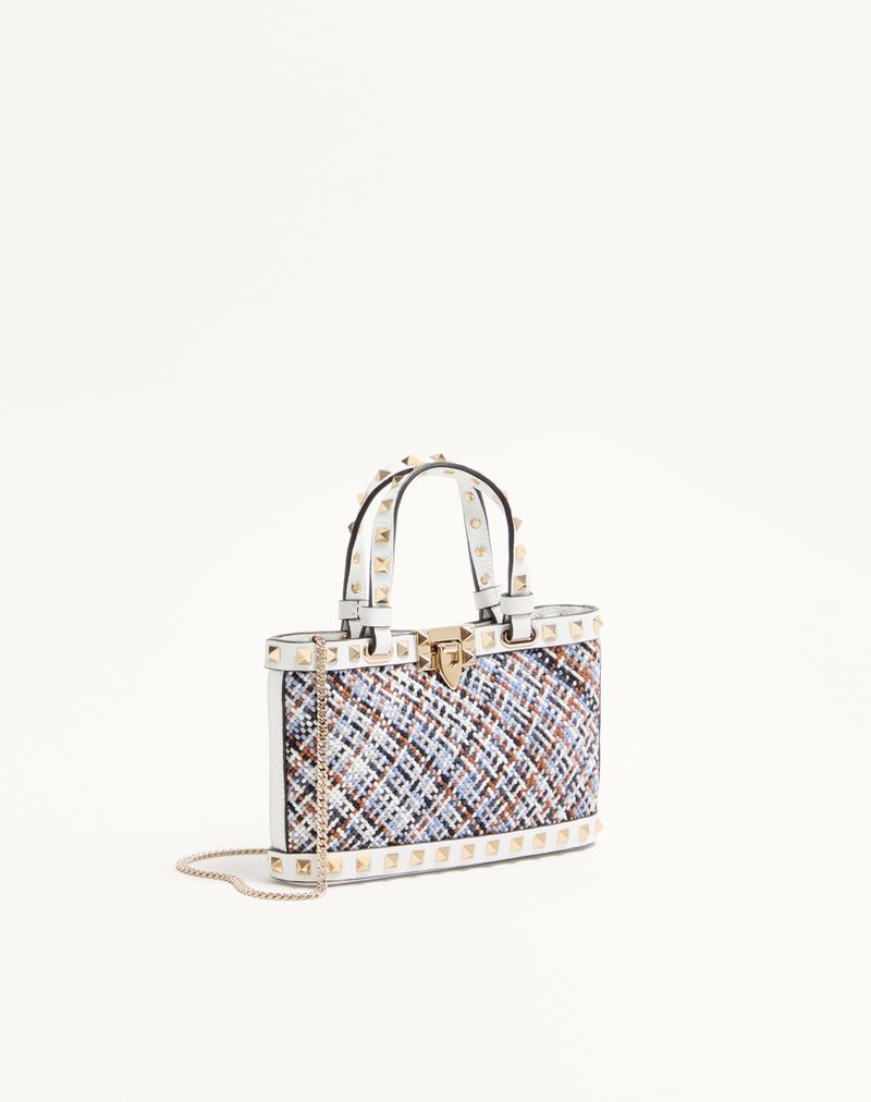 Valentino Garavani Rockstud Mini Shopping Bag i Vævet Stof