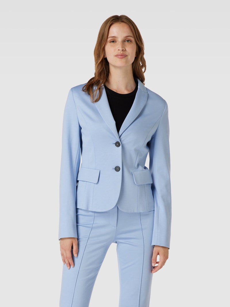 Blazer aus Viskose-Mix mit Stretch-Anteil mit Pattentaschen in himmelblau