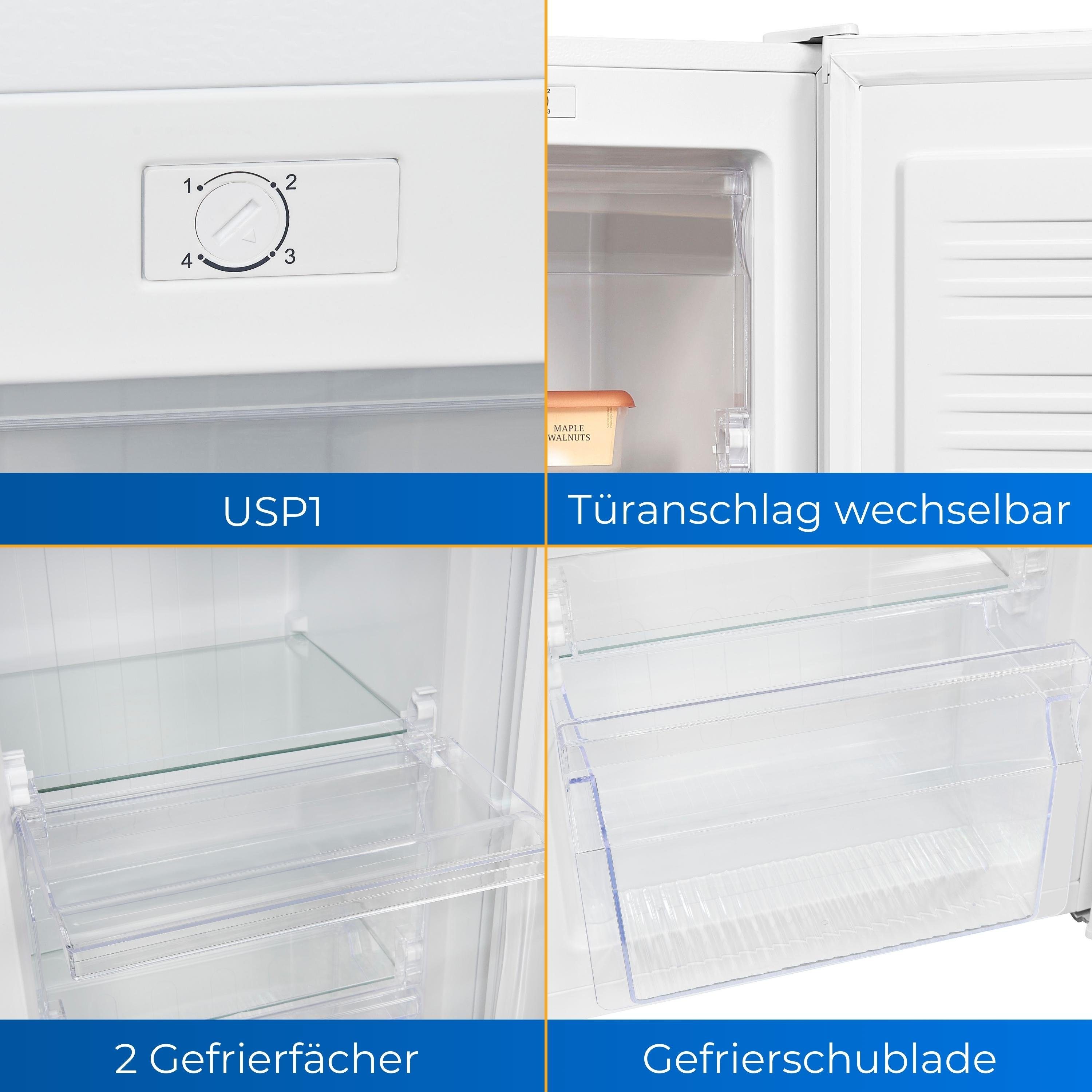 exquisit Gefrierschrank GS111-330E weiss, 82.5 cm hoch, 45.3 cm breit, kompakt mit praktischen Gefrierfächern, 4* Gefrieren