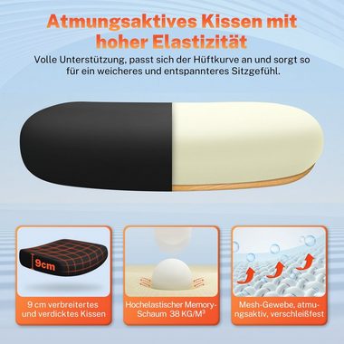 Authmic Bürostuhl Bürostuhl, Drehstuhl, Schreibtischstuhl, Chefsessel, (Bürostuhl ergonomisch mit verstellbarer Kopfstutze, Armlehnen, Lendenwirbelstutze, Atmungsaktiver Netzstuhl, Wippfunktion von 90° bis 135°, Bürostuhl 150kg)