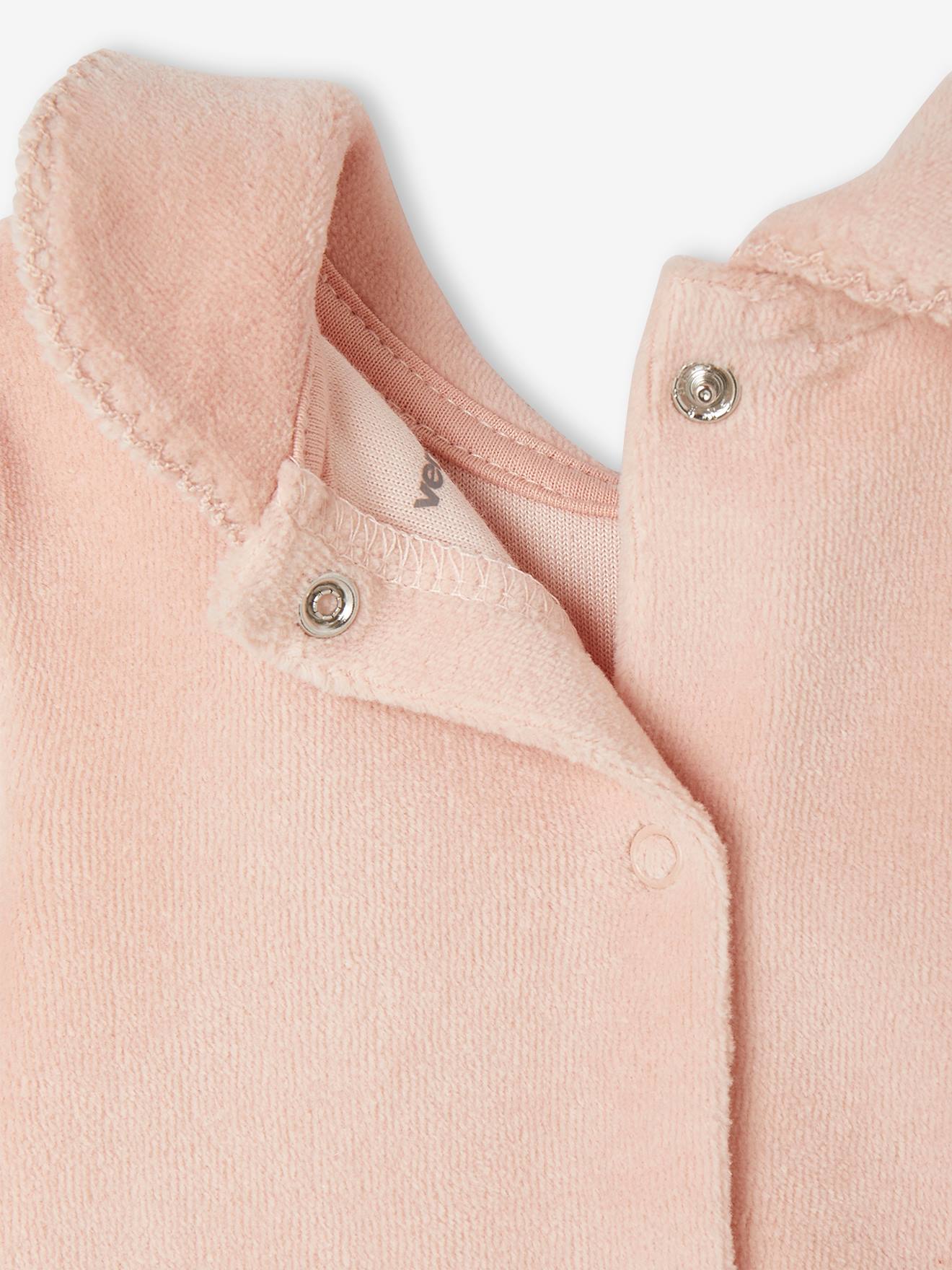 Vertbaudet Weihnachtlicher Baby Samt-Schlafanzug Oeko-Tex - pudrig rosa