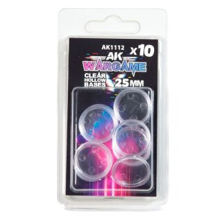 Clear Hollow Bases 25mm (10)
