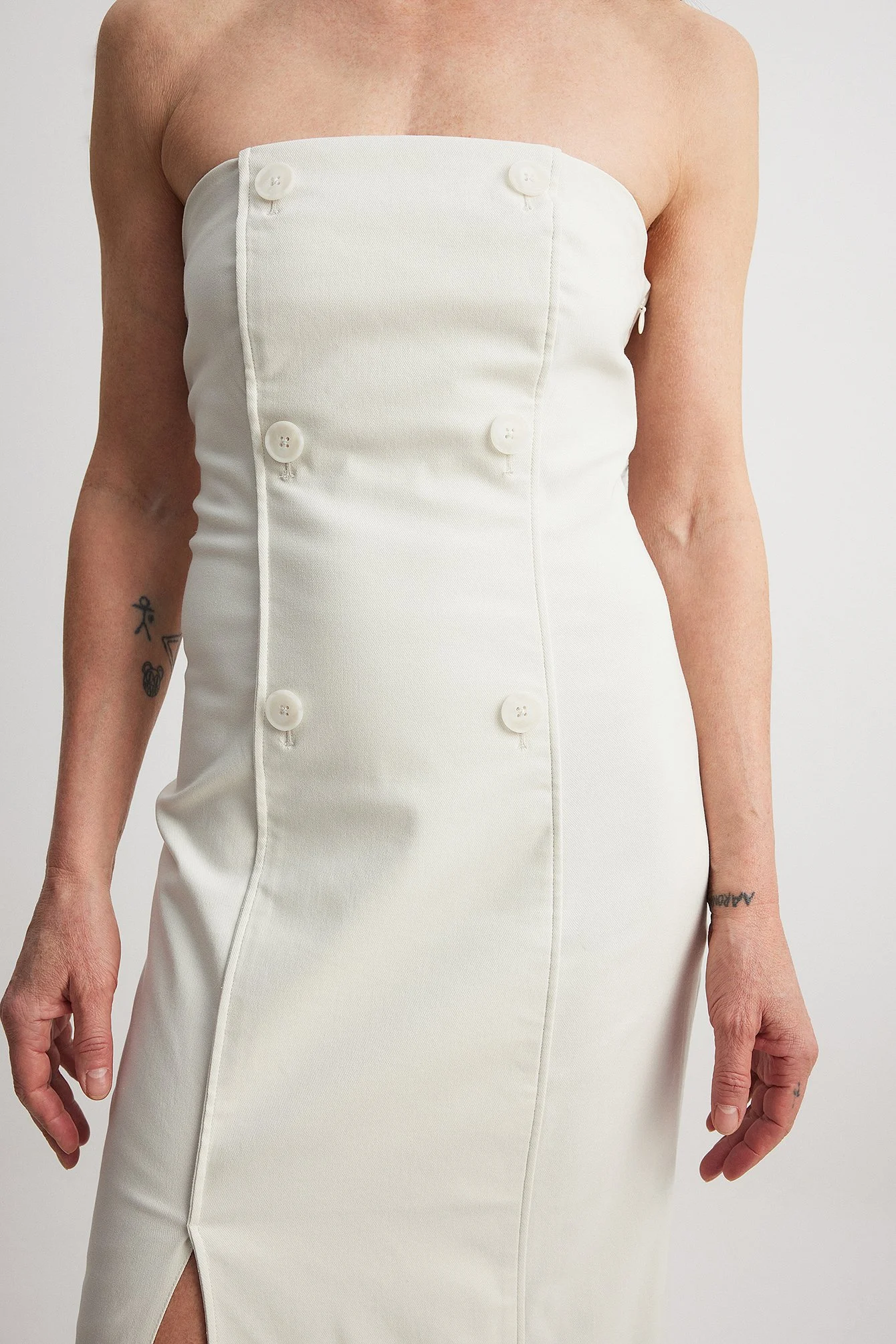 Zweireihiges Bandeau-Midikleid