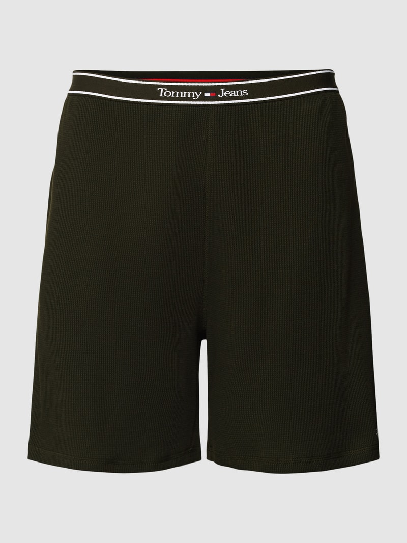 Sweatshorts mit Waffelstruktur in dunkelgrün