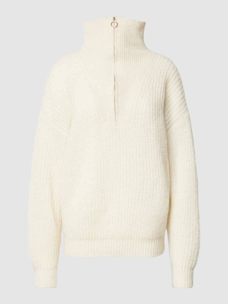 Strickpullover mit Troyer-Kragen in ecru