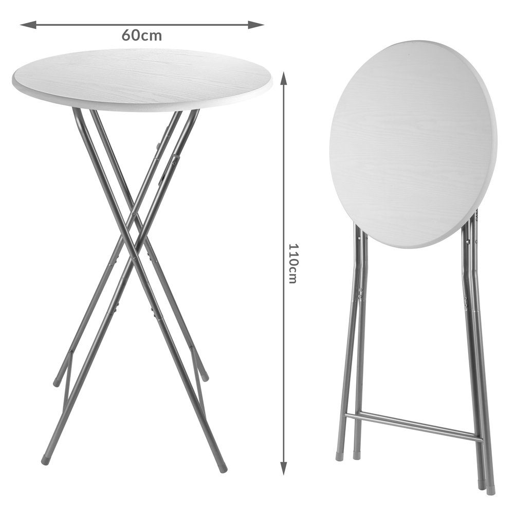 Casaria Stehtisch (2-St), 2x Klappbar 110cm Hoch Rund 60cm Garten Camping Bistrotisch