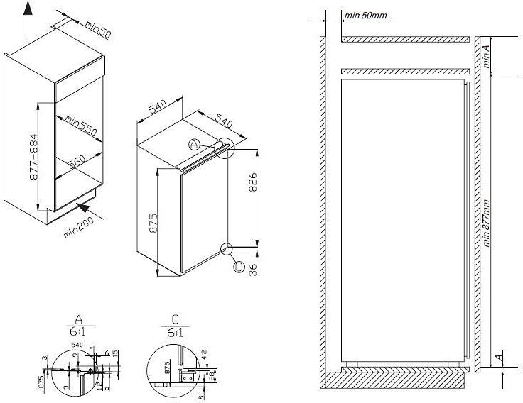 Amica Einbaugefrierschrank EGS16173, 87,5 cm hoch, 54,0 cm breit