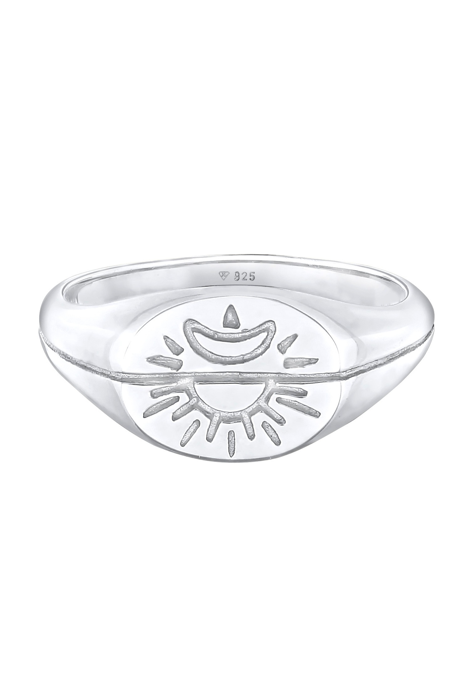 Elli Women's Sun Moon Astro Boho Trend Blogger Signet Ring in 925 Sterling Silver Gold Plated