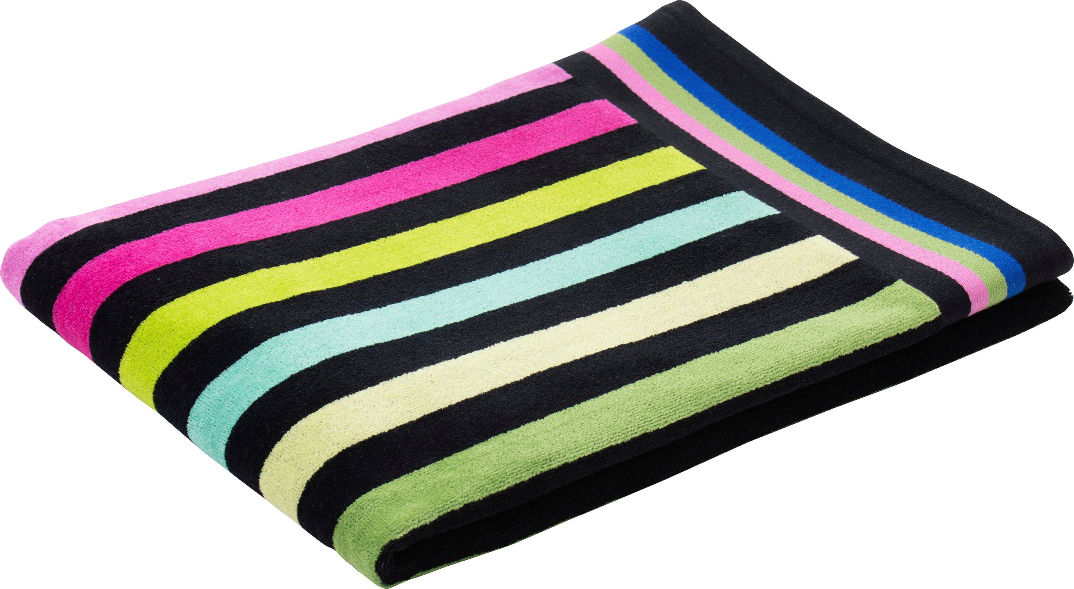 Gözze Strandtuch Streifen 4, Jacquard-Velours (1-St), Badetuch, modern gestreift, reine Baumwolle