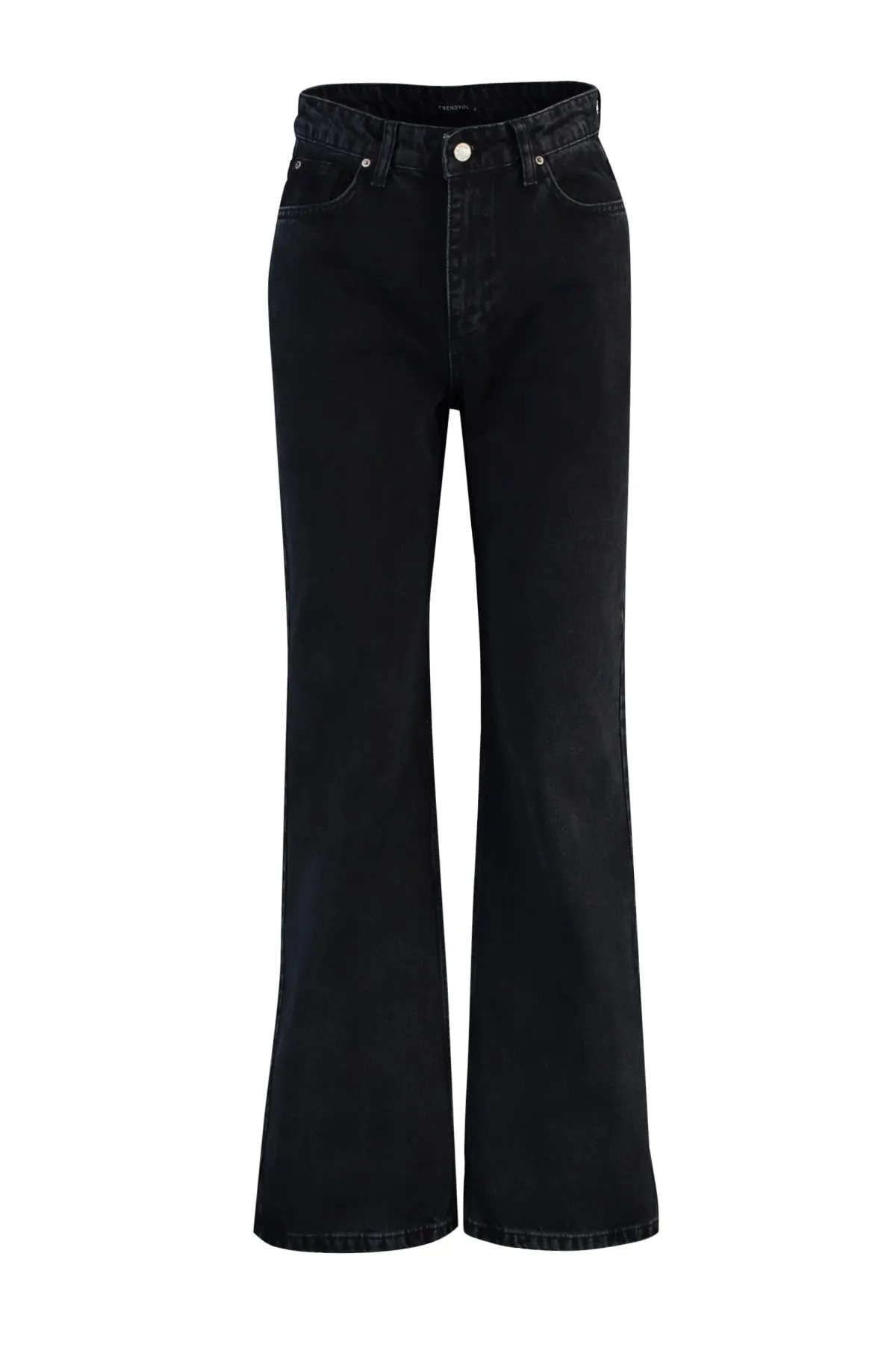 Trendyol Collection  Schwarz Nachhaltiger, weites Bein mit hoher Taille TWOAW23JE00388