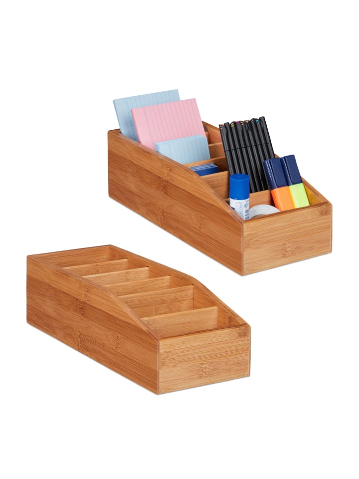 relaxdays 2 x Aufbewahrungsbox in Natur - (B)14 x (H)10 x (T)35 cm günstig kaufen onesize