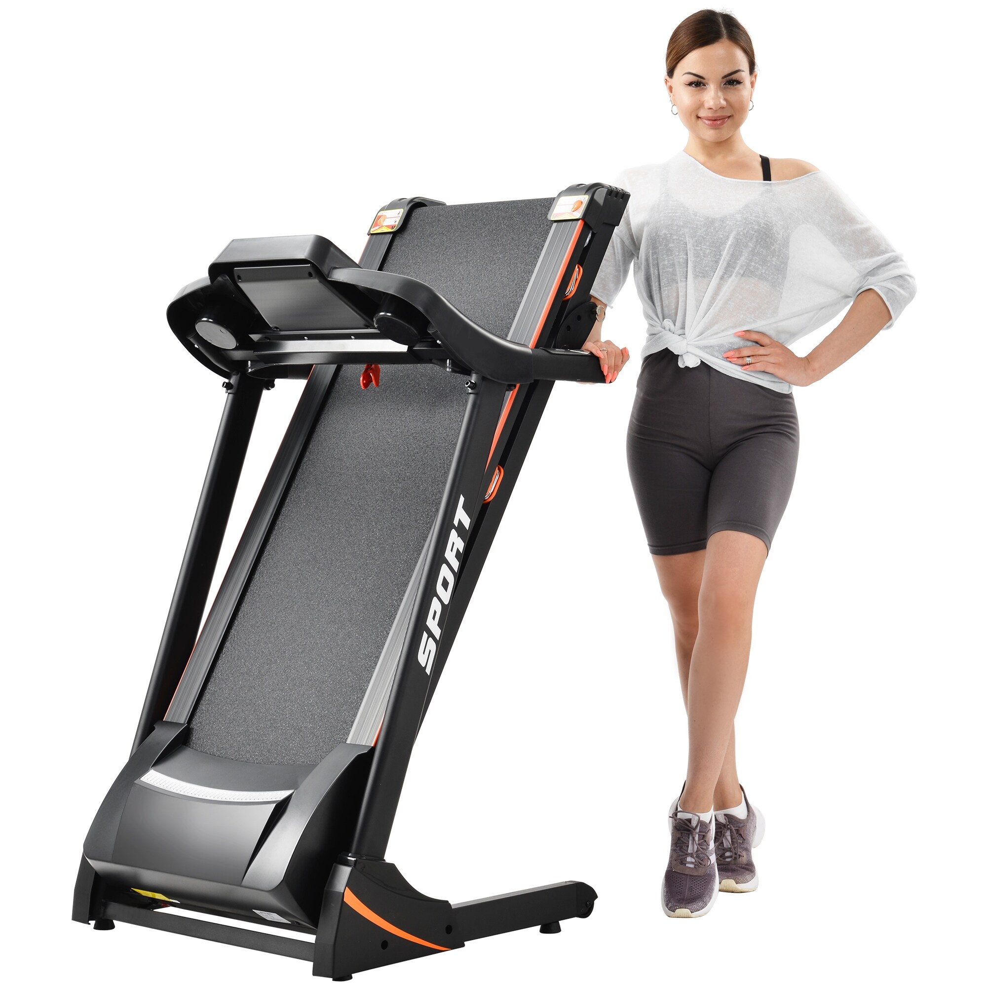 Folding Electric 3.5HP Treadmill With Incline Medium Running Machine Motorised LCD Gym 330lbs