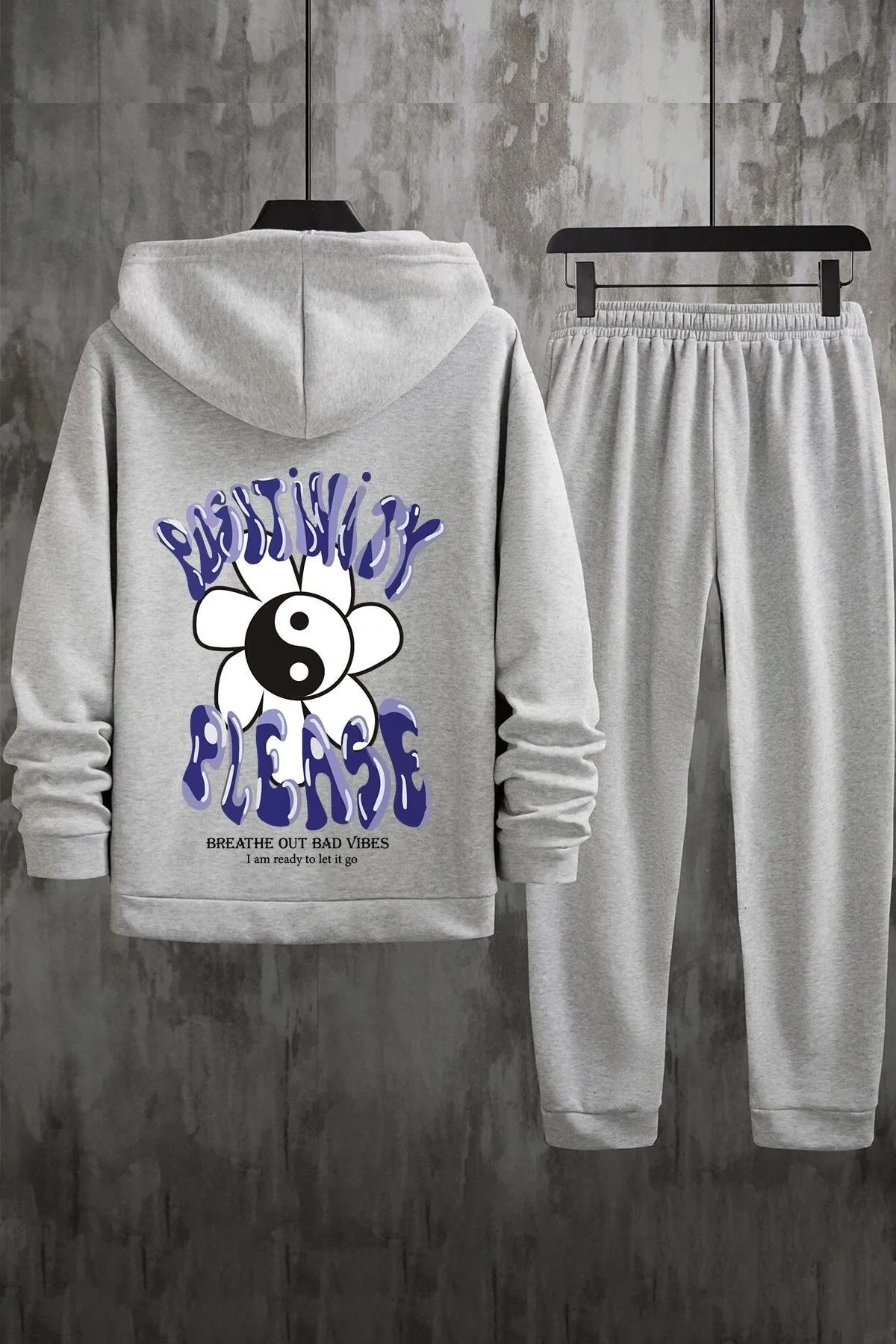 uyguntarz  Bedrucktes Unisex-Trainingsanzug-Set „Positivity“.