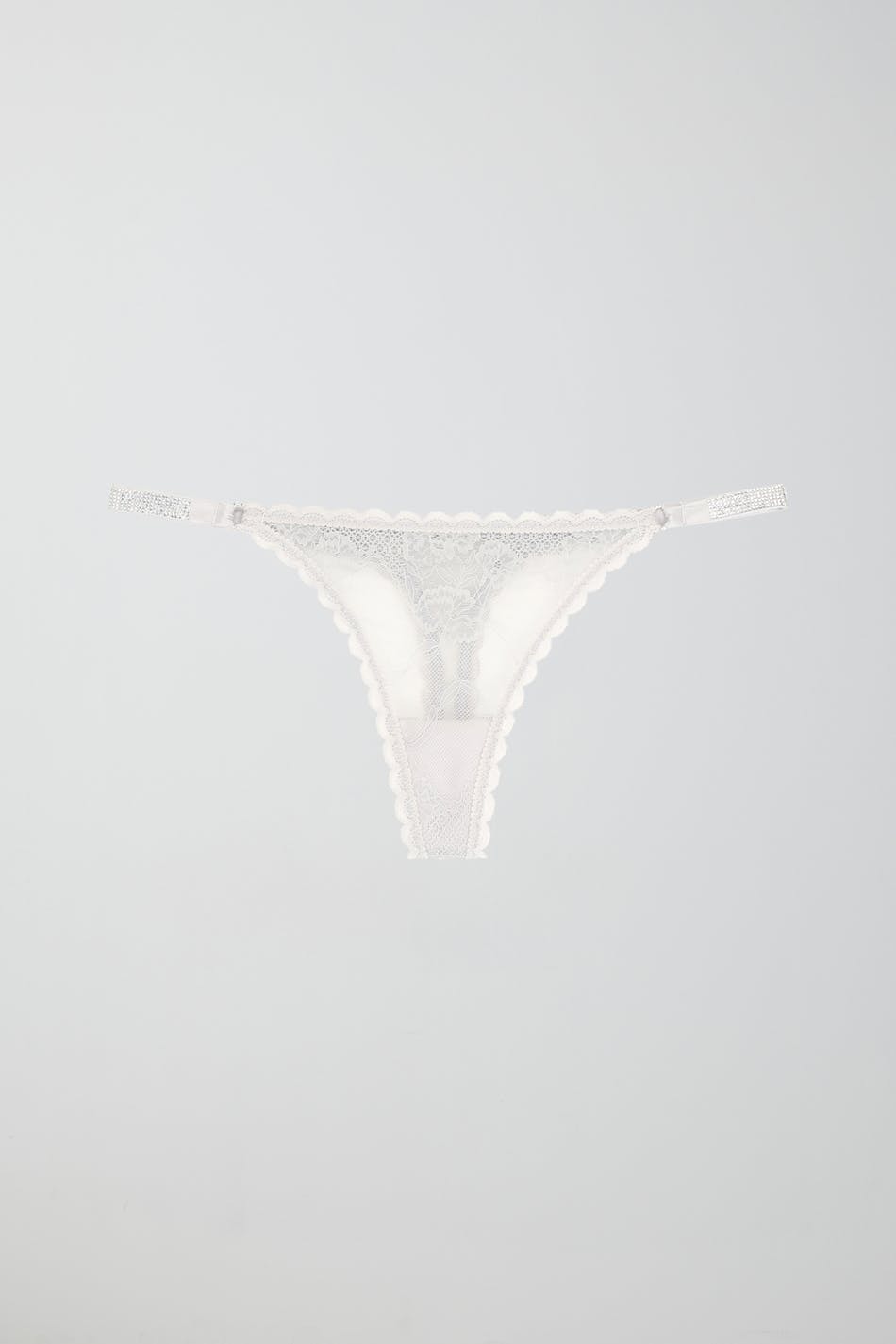 Rhinestone lace thong