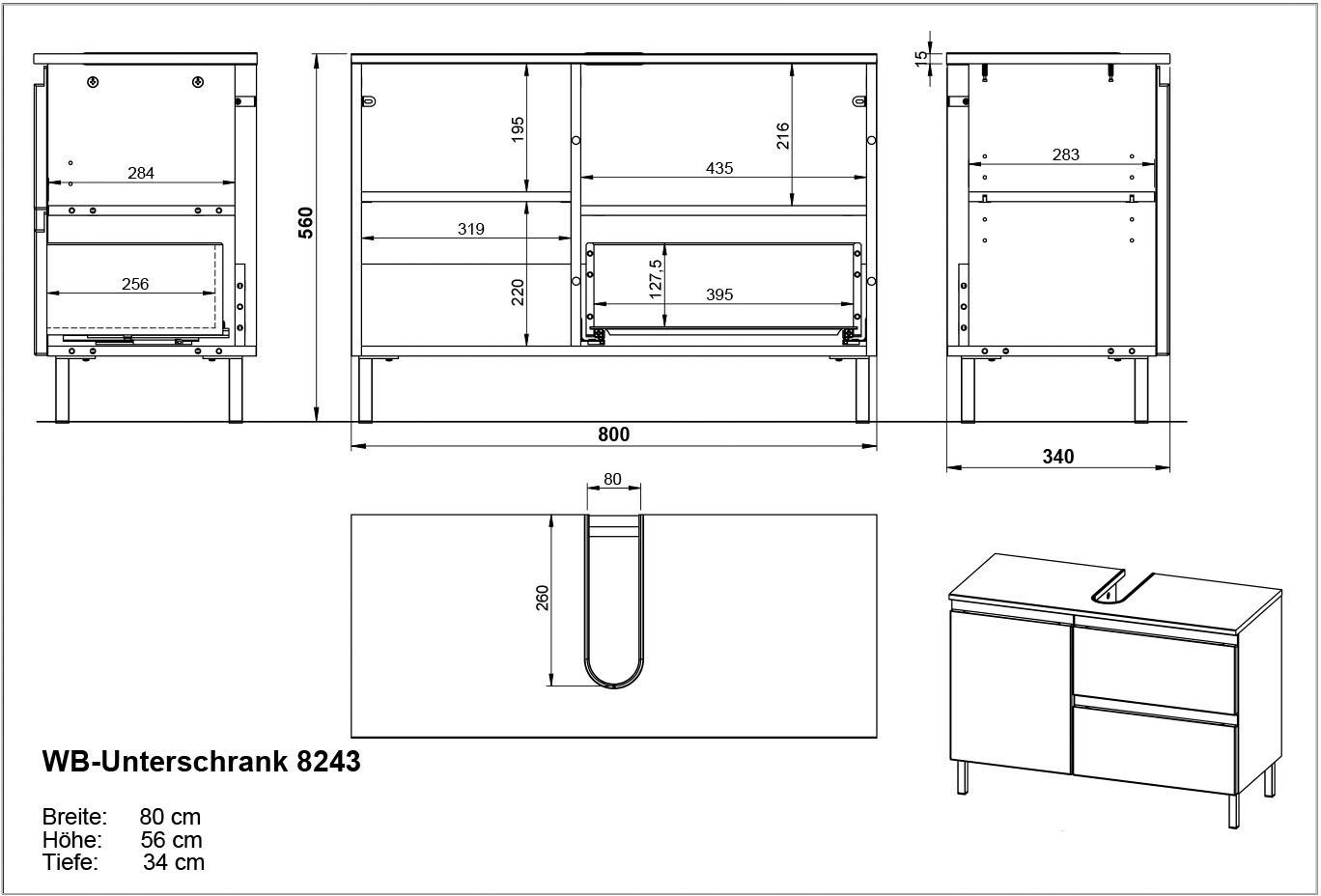 GERMANIA Badmöbel-Set Scantic, (2-St), bestehend aus Waschbeckenunterschrank und Spiegel